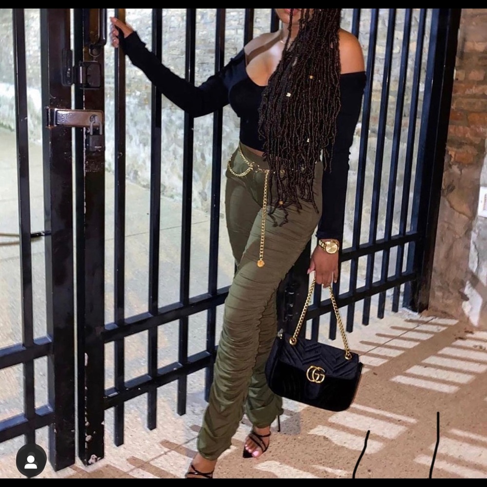 Olive Stacked Pants